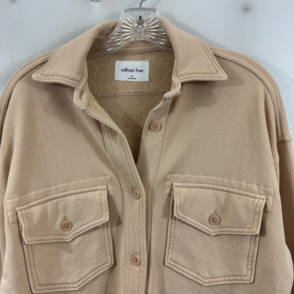 Wilfred Free Aritzia The Organic Cotton Shirt Jacket Shacket Beige Oversized XS - Picture 3 of 12